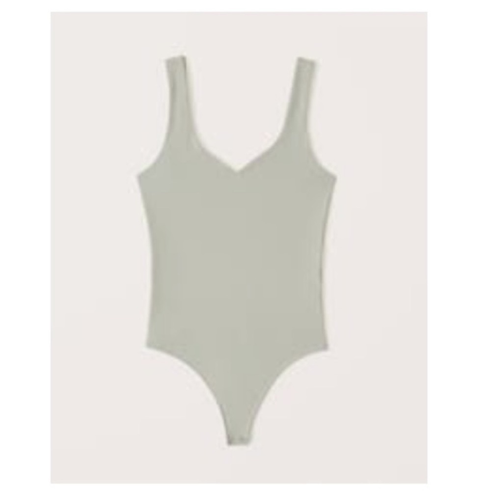 NWOT Abercrombie Double Layered Seamless Sweetheart Green Bodysuit - Picture 2 of 5